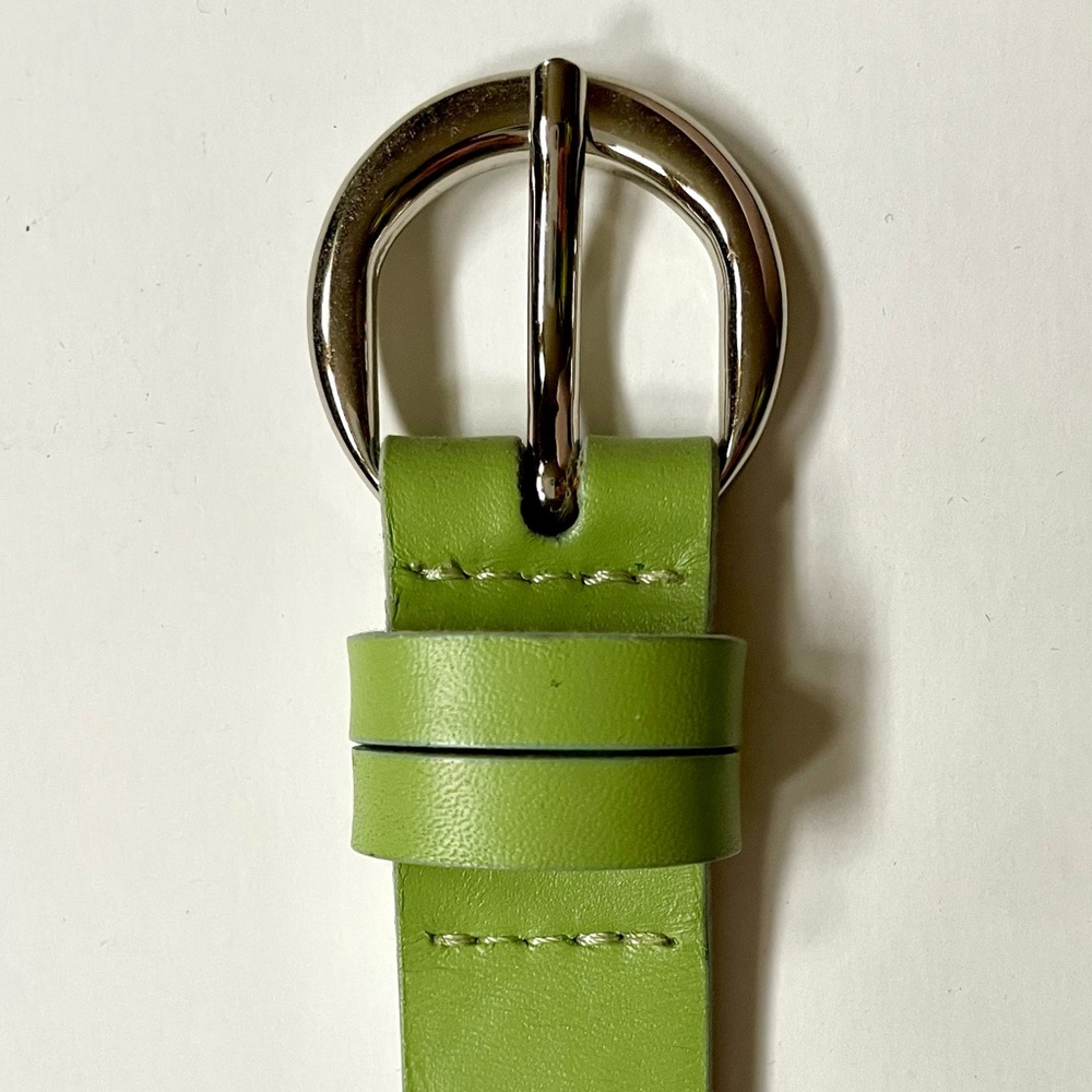 Talbots Lime Green Leather Belt with Polished Silver Buckle